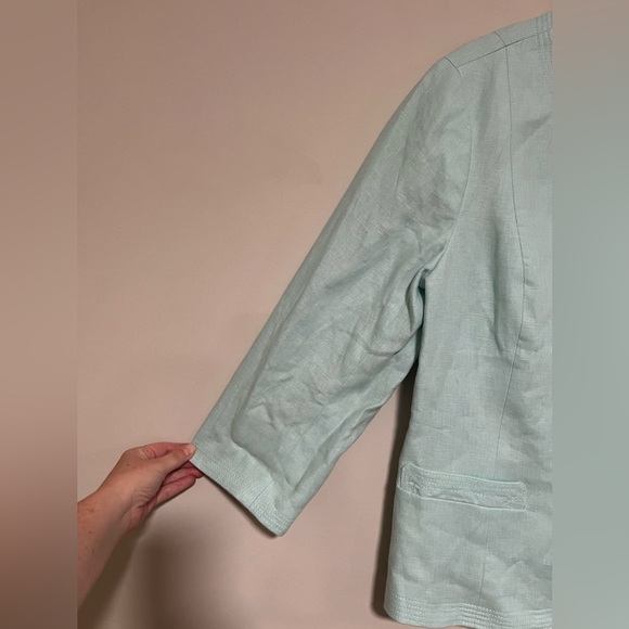 Talbots Seafoam Green Linen Blazer Jacket Size 16 Coastal Classic Preppy NWT - Picture 3 of 8